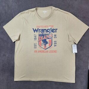 Wrangler Shirt Mens XXL Beige Graphic‎ Logo Tee An American Legend Est 1947